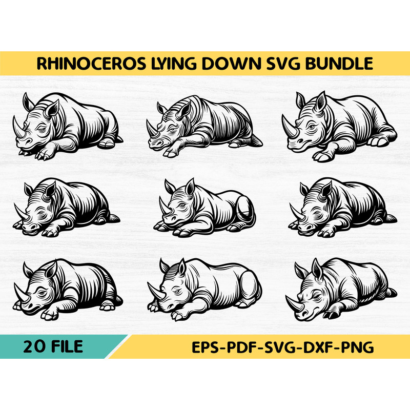 Rhinoceros Lying Down Svg Bundle 0