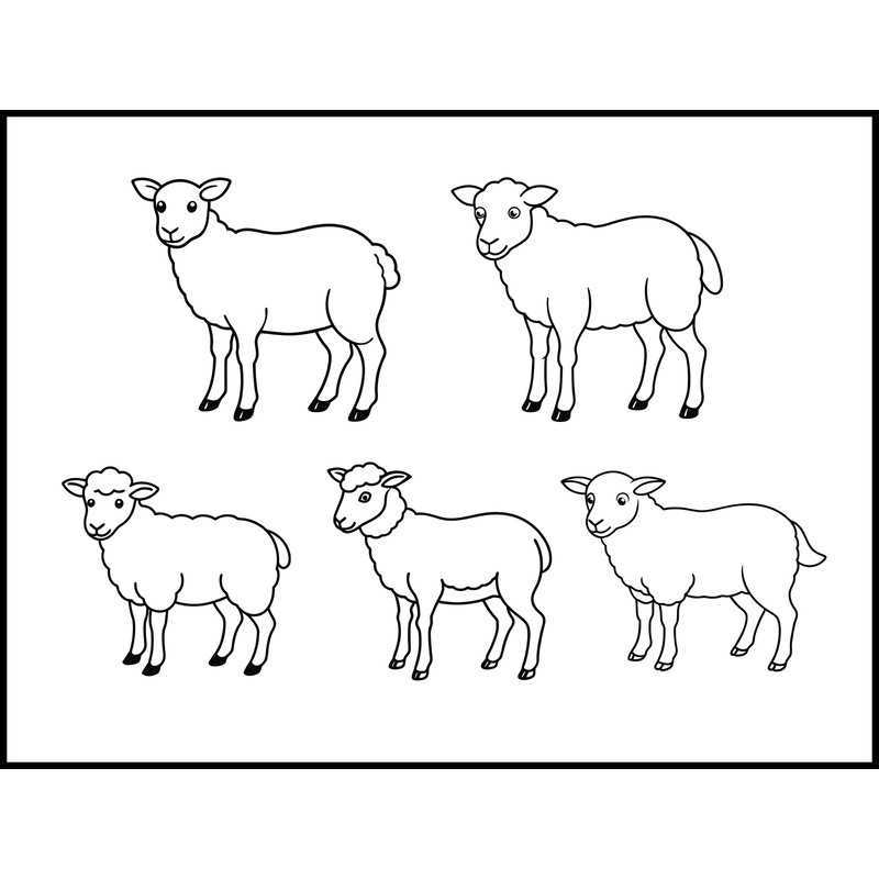 Sheep Standing Line Art Bundle 1