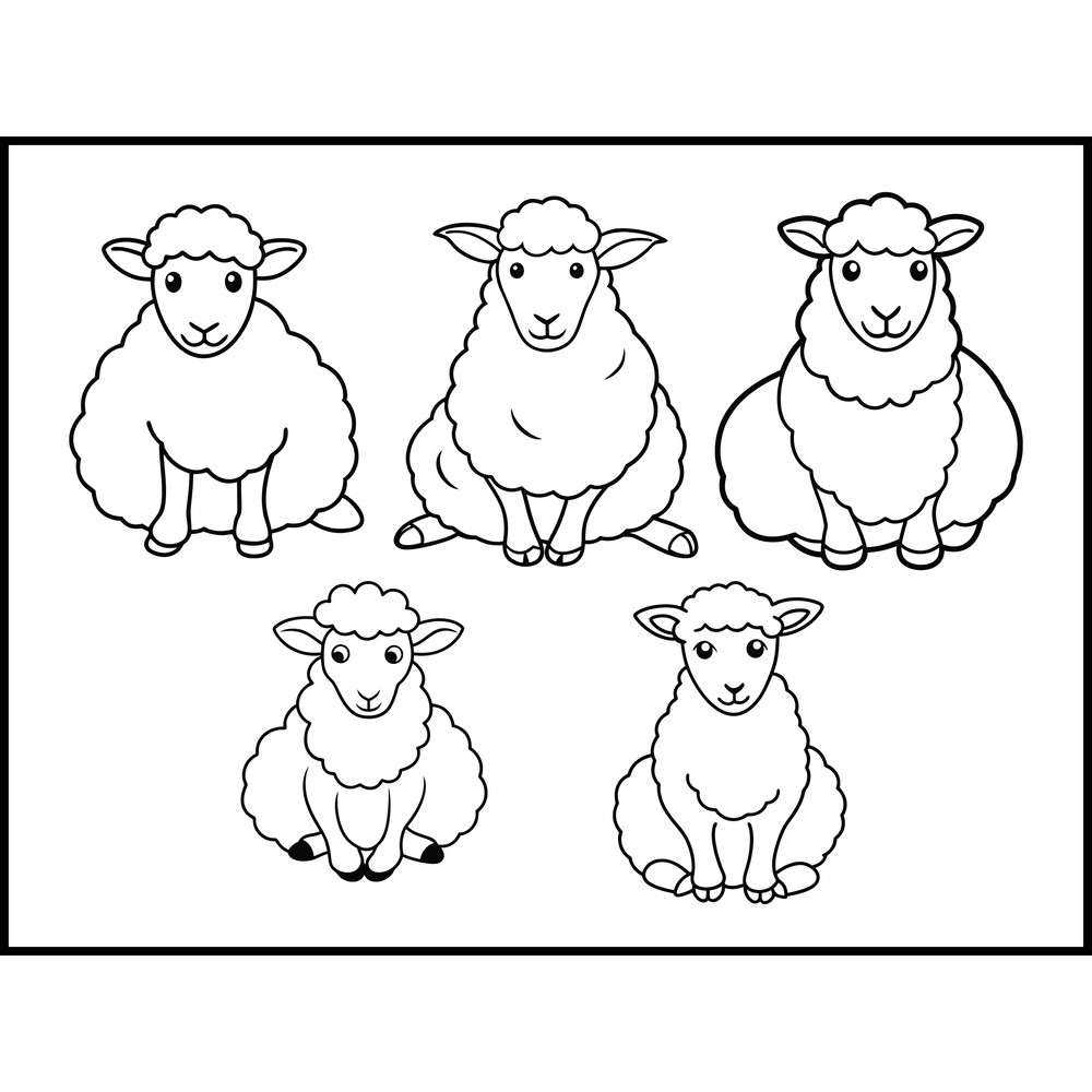 Sheep Sitting Line Art Bundle 1