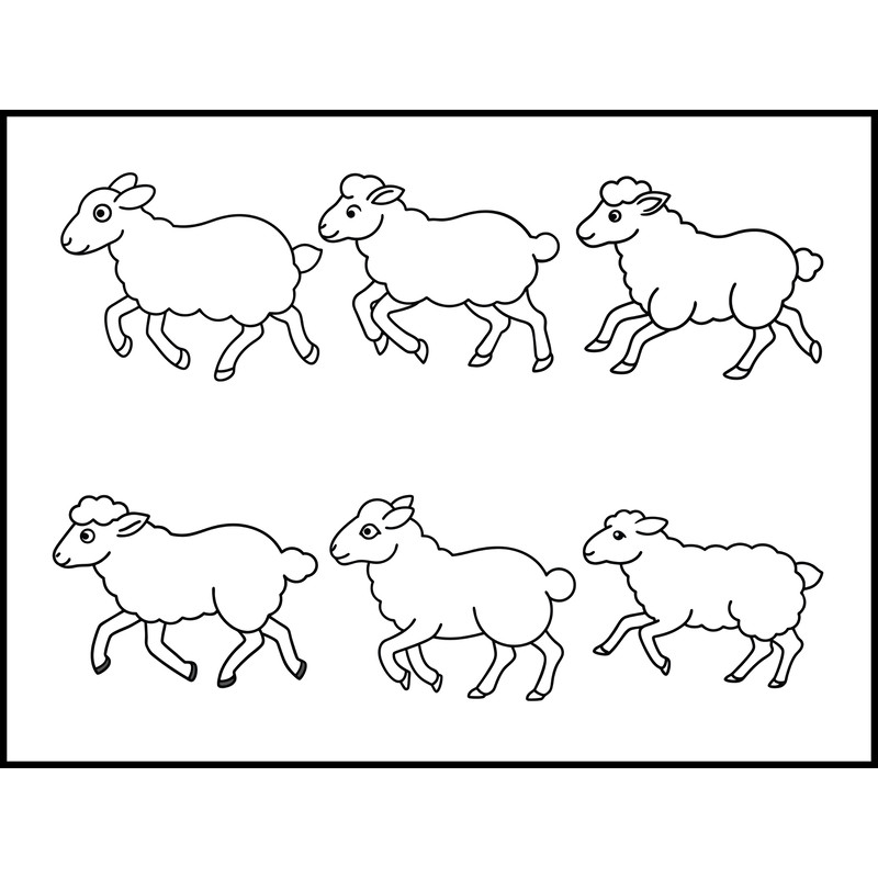 Sheep Running Line Art Bundle 1