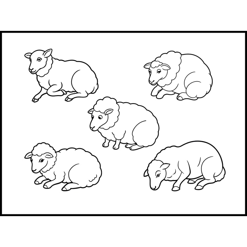 Sheep Crouching Line Art Bundle 1