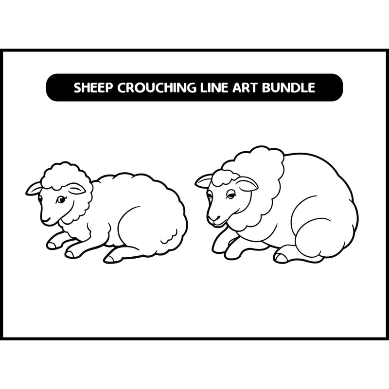 Sheep Crouching Line Art Bundle 2