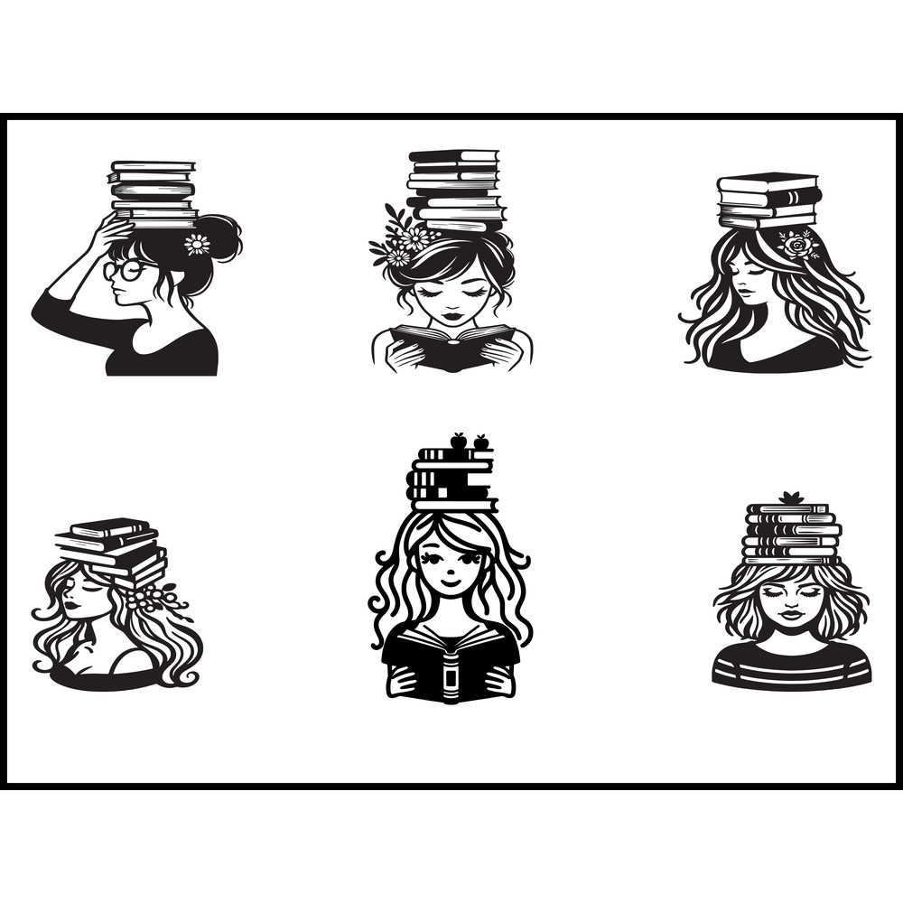 Woman With Books In Head Svg 1