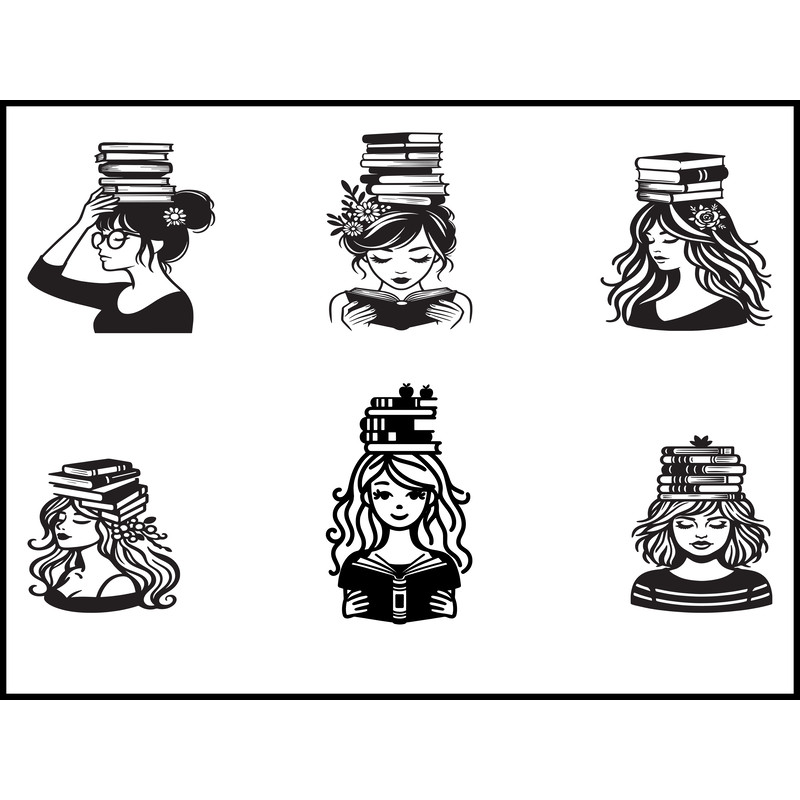 Woman With Books In Head Svg 1