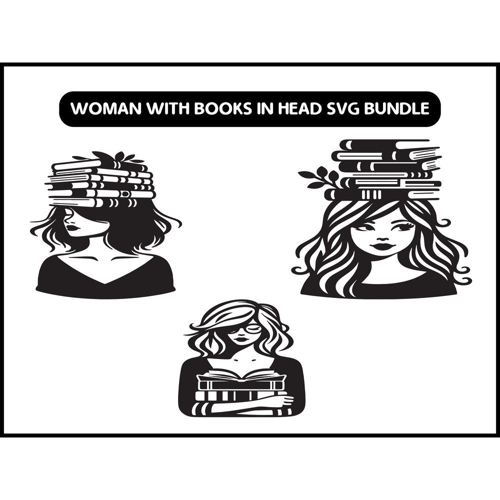 Woman With Books In Head Svg 2