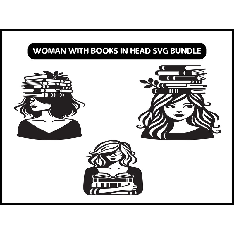 Woman With Books In Head Svg 2