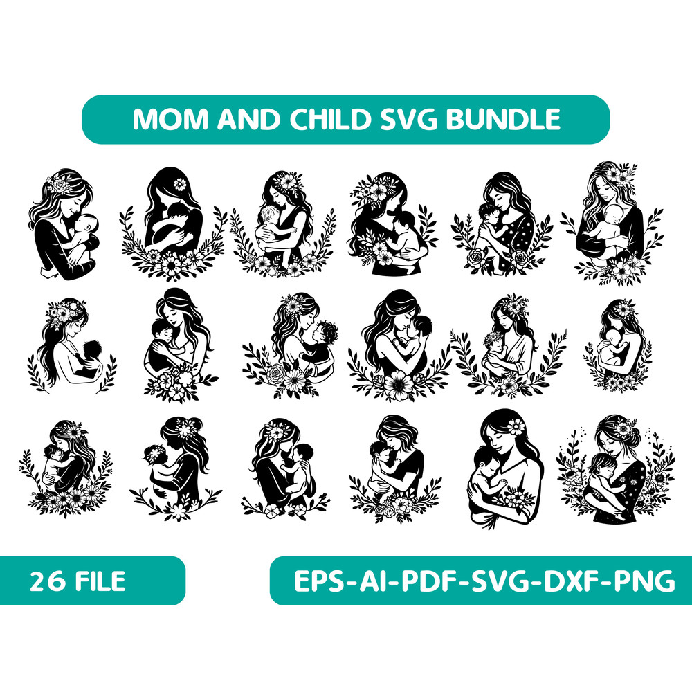 Mom And Child Svg 0