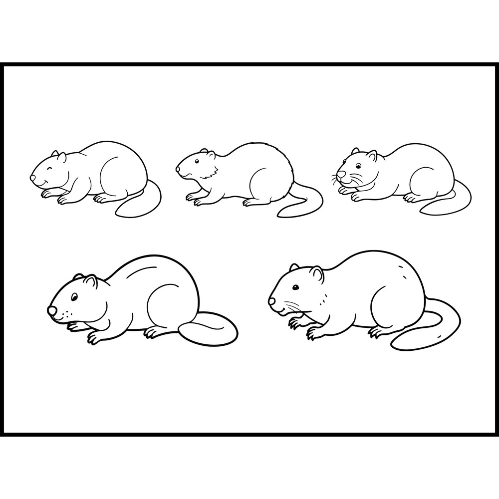 Beaver Lying Down Line Art Bundle 1