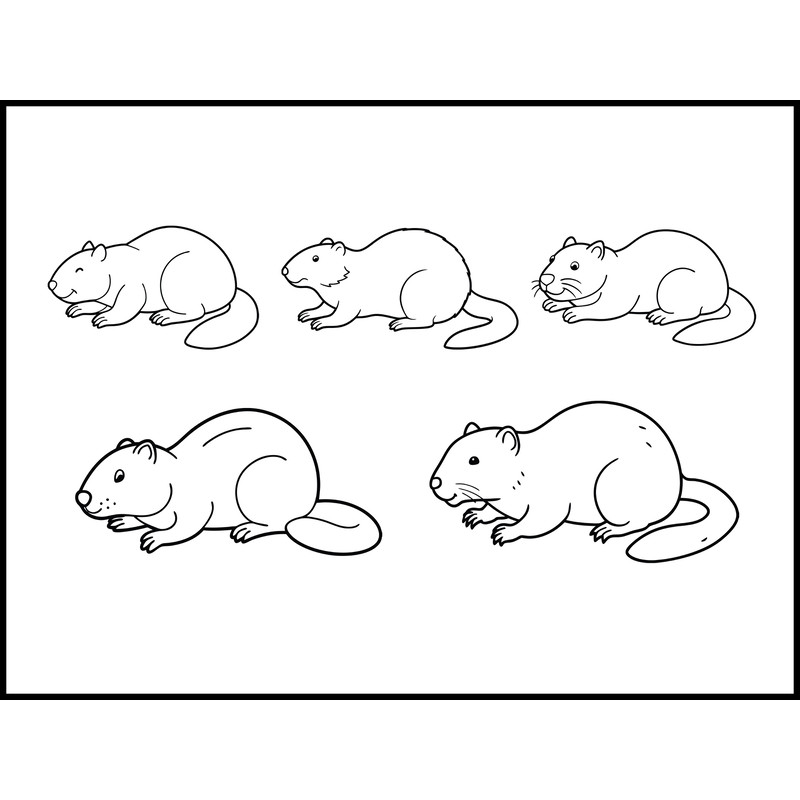 Beaver Lying Down Line Art Bundle 1