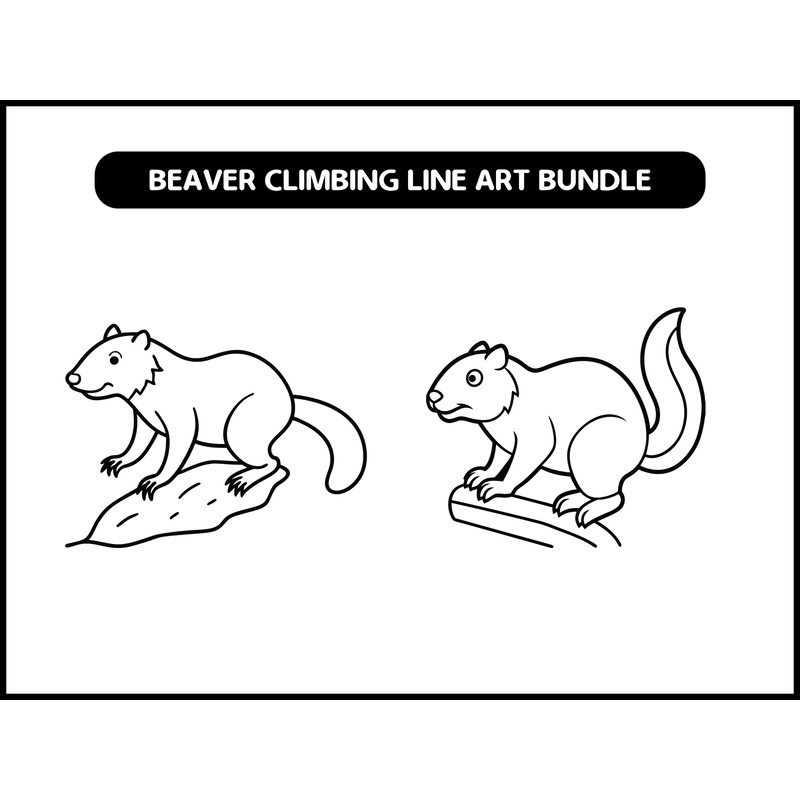 Beaver Climbing Line Art Bundle 2