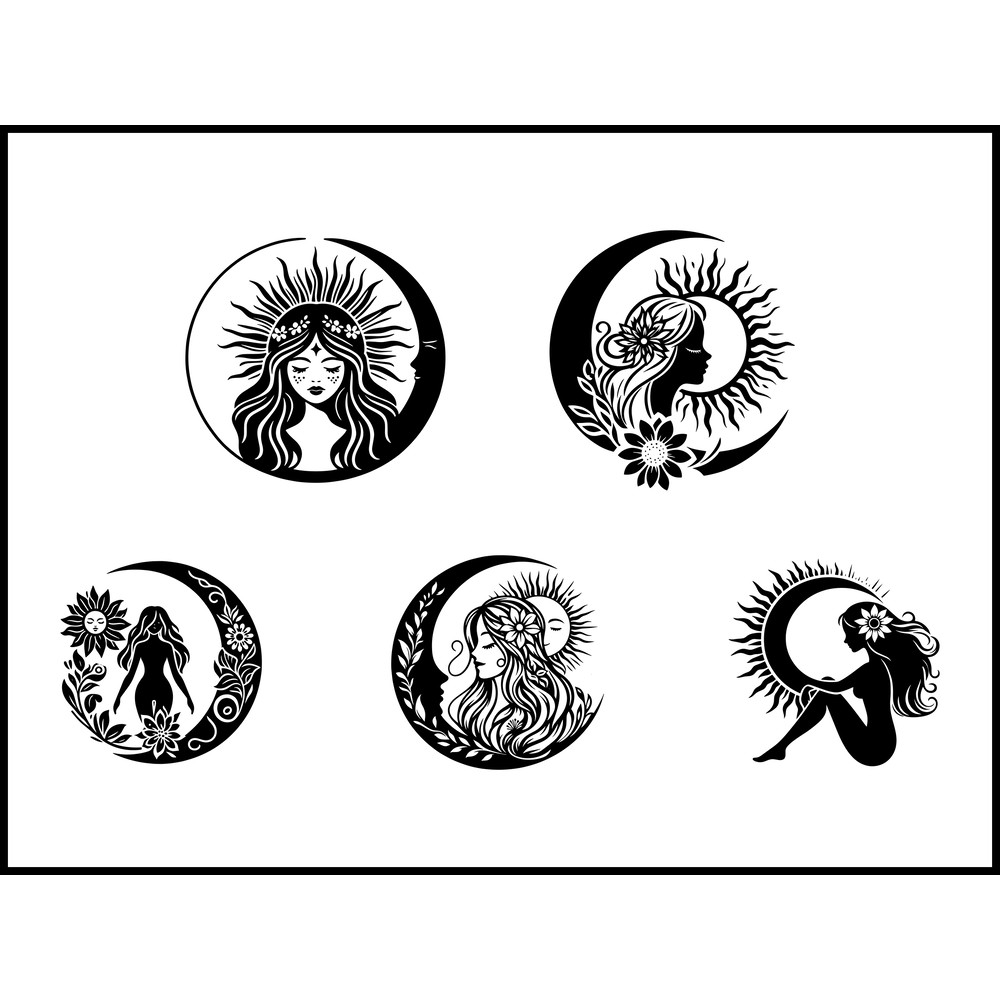 Celestial Moon And Sun Girl Svg Bundle 1
