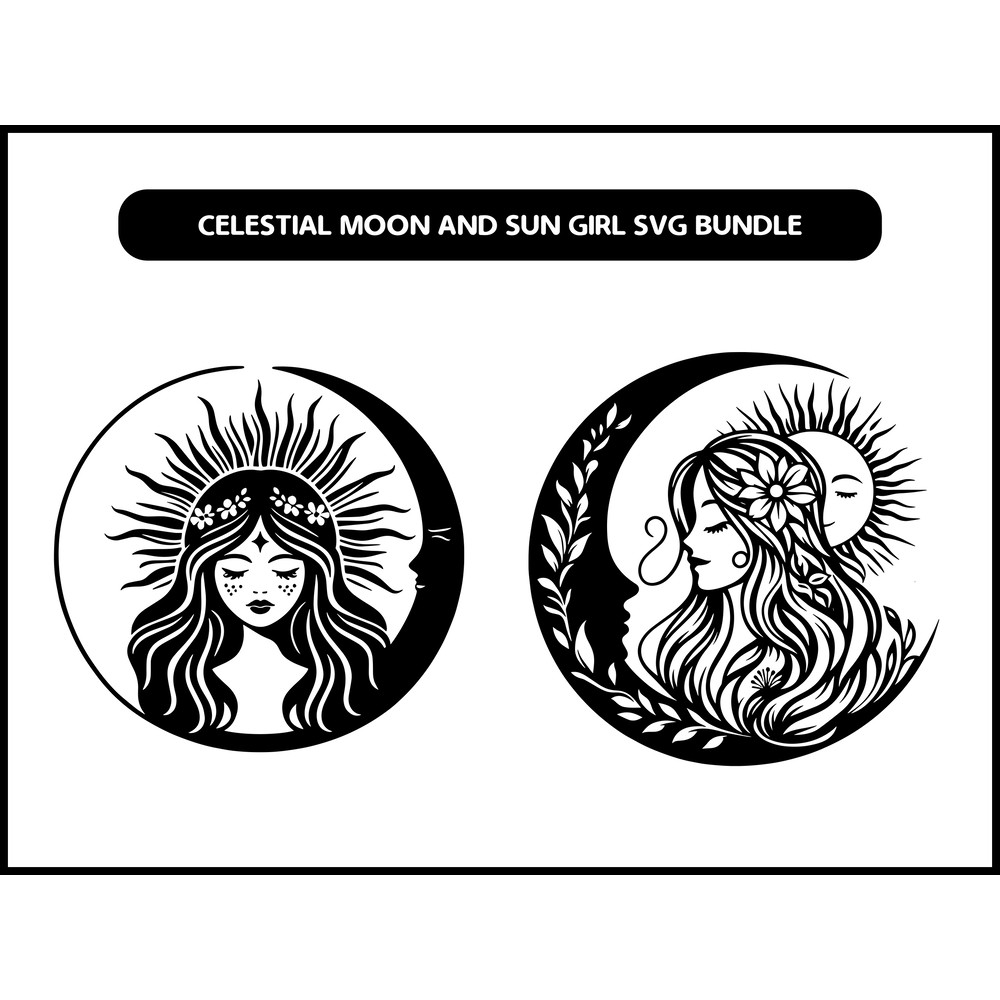 Celestial Moon And Sun Girl Svg Bundle 2