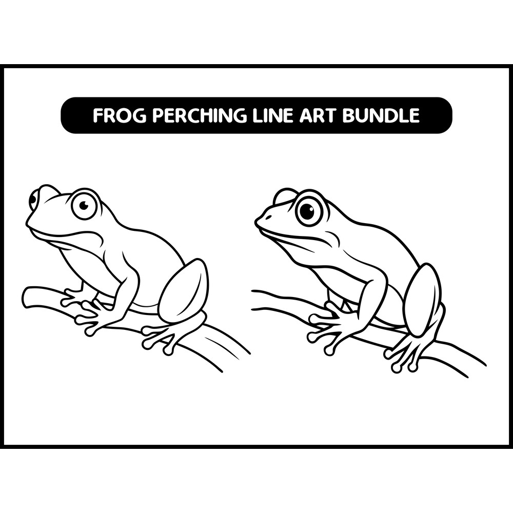 Frog Perching Line Art Bundle 2