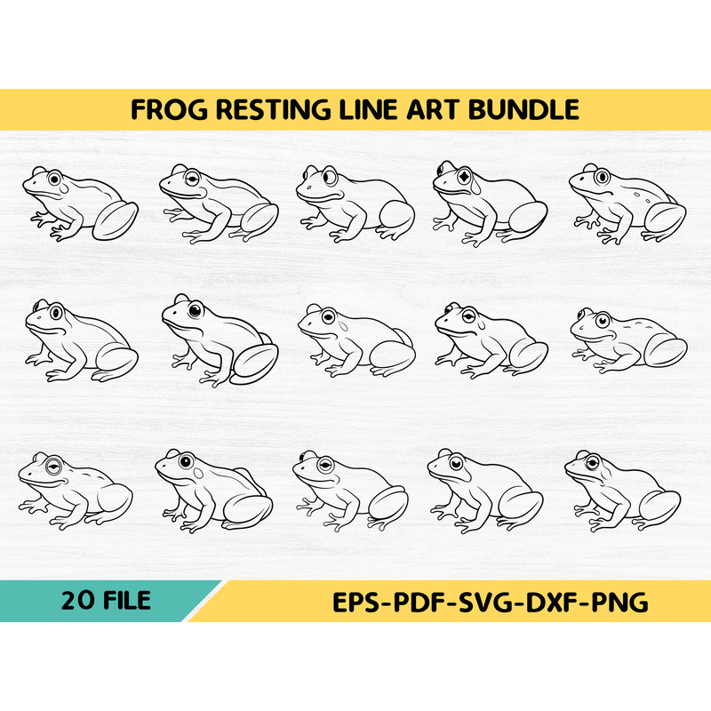 Frog Resting Line Art Bundle 0