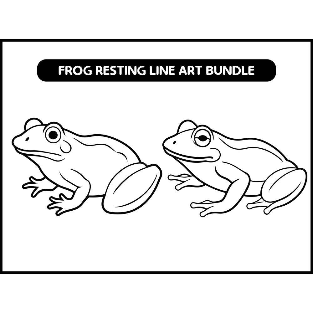 Frog Resting Line Art Bundle 2
