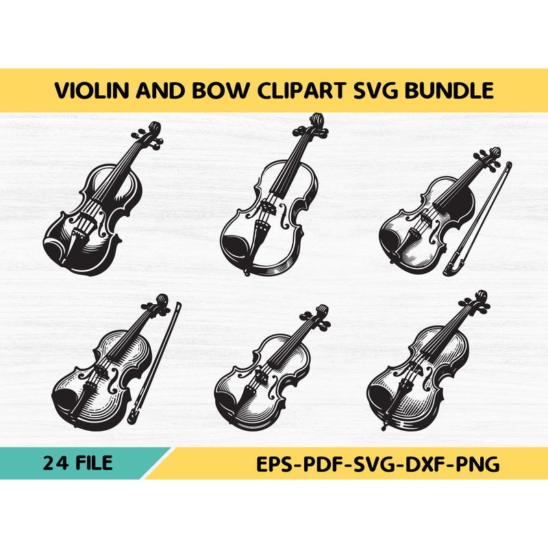 Violin And Bow Clipart Svg 0