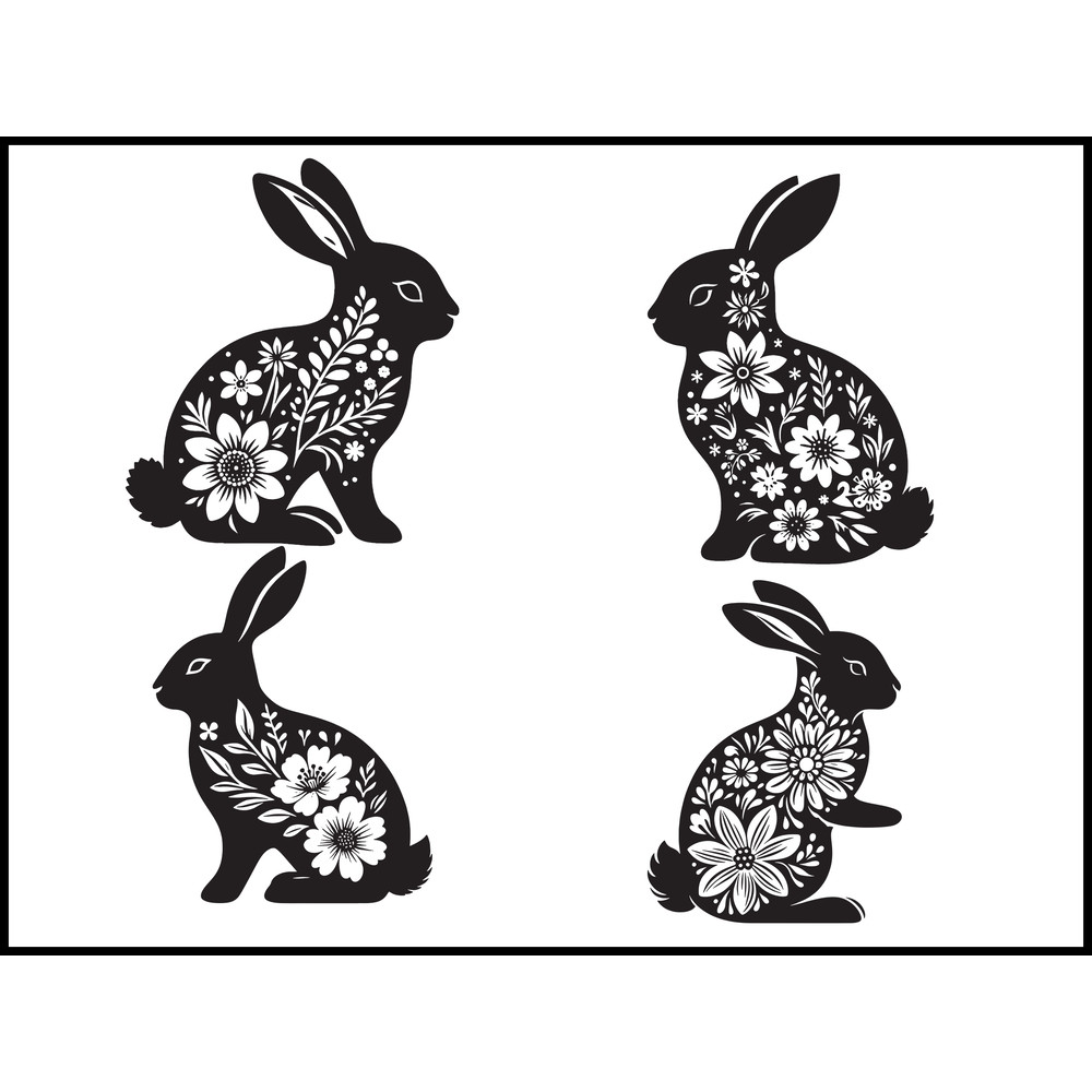 Floral Rabbit Svg Bundle 1