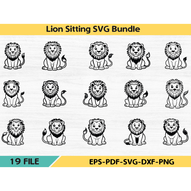 Lion Sitting SVG 0