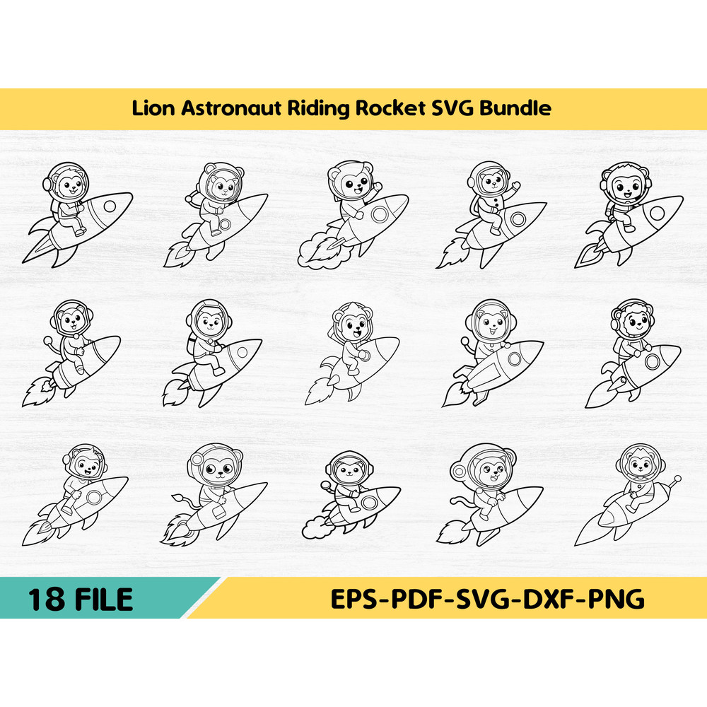 Lion Astronaut Riding Rocket 0