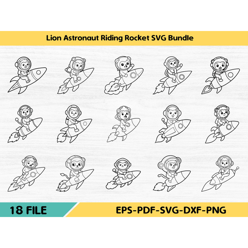 Lion Astronaut Riding Rocket 0