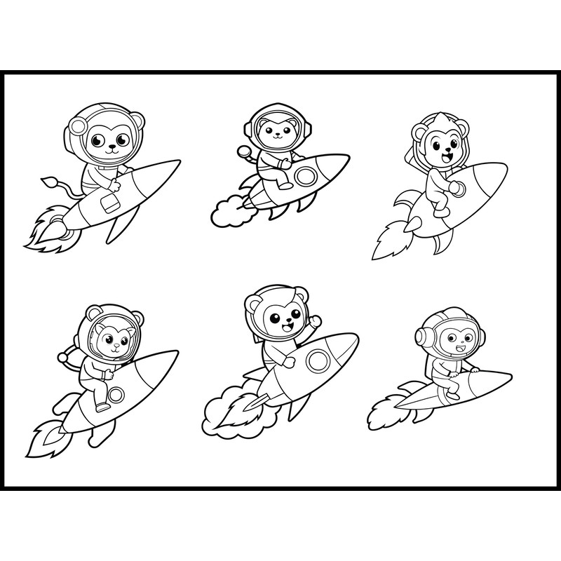 Lion Astronaut Riding Rocket 1