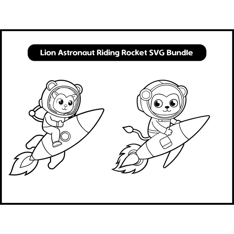 Lion Astronaut Riding Rocket 2