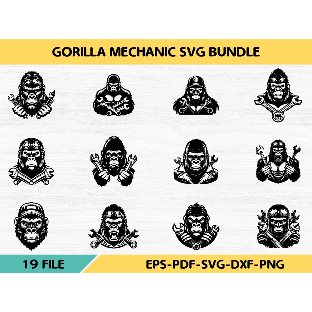Gorilla Mechanic Svg Bundle 0