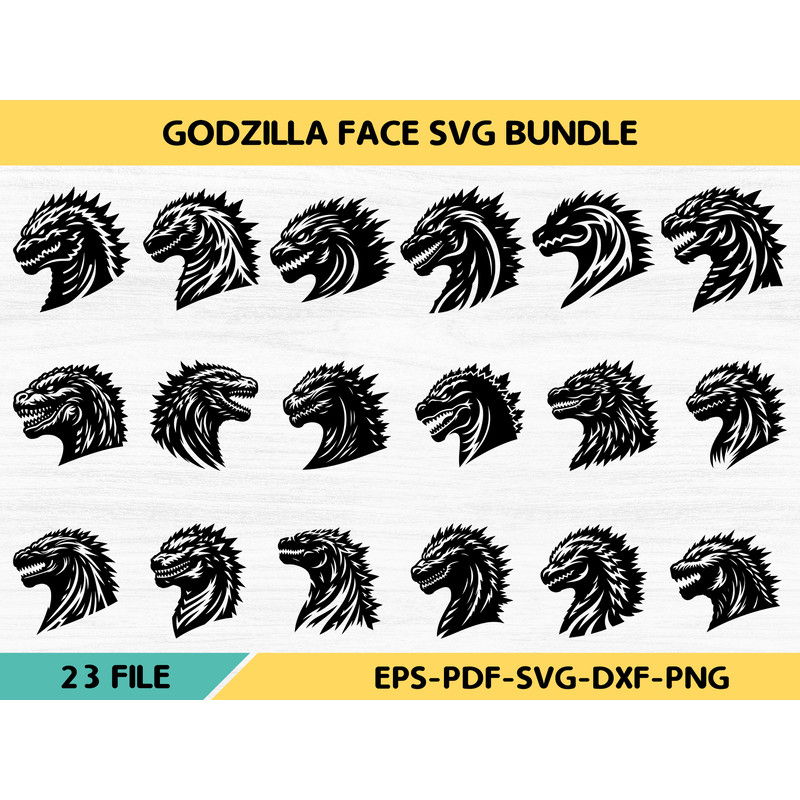 Godzilla Face Svg Bundle 0