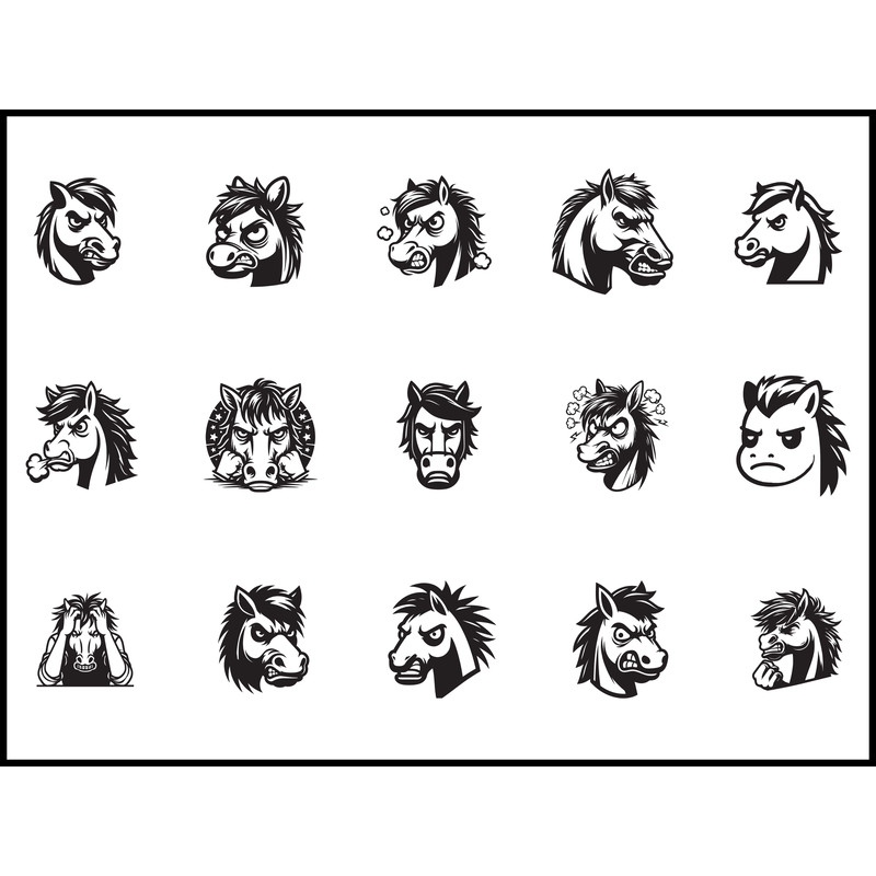 A Frustrated Horse Face SVG Bandle 0