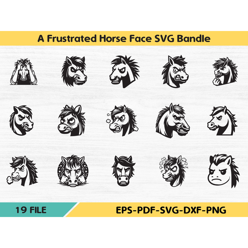 A Frustrated Horse Face SVG Bandle 1