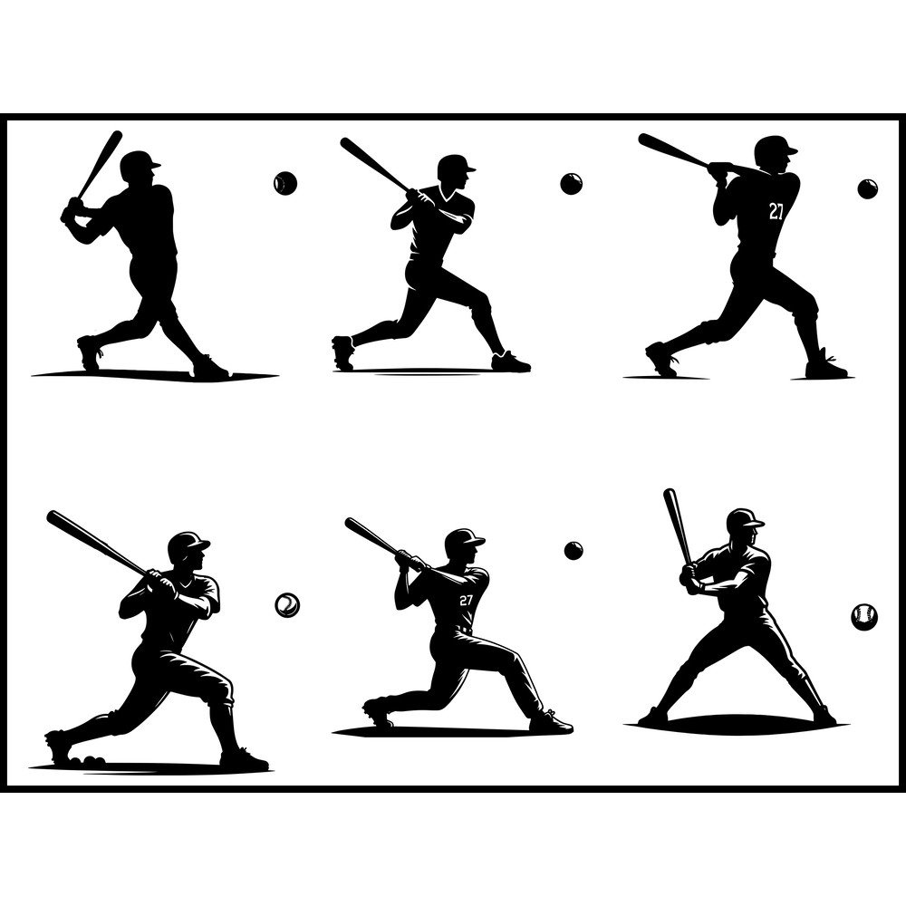 Baseball Player Silhouette Svg Bundle 1