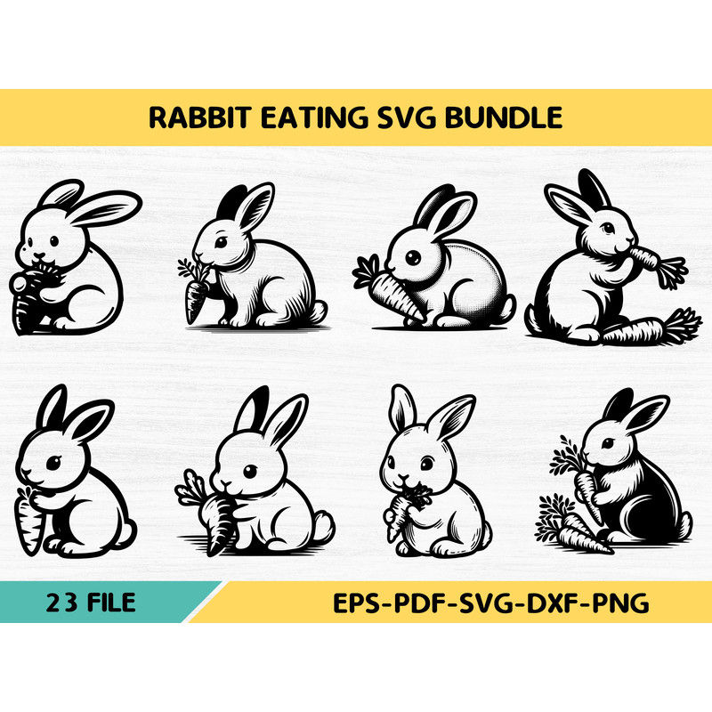 Rabbit Eating SVG Bundle 0
