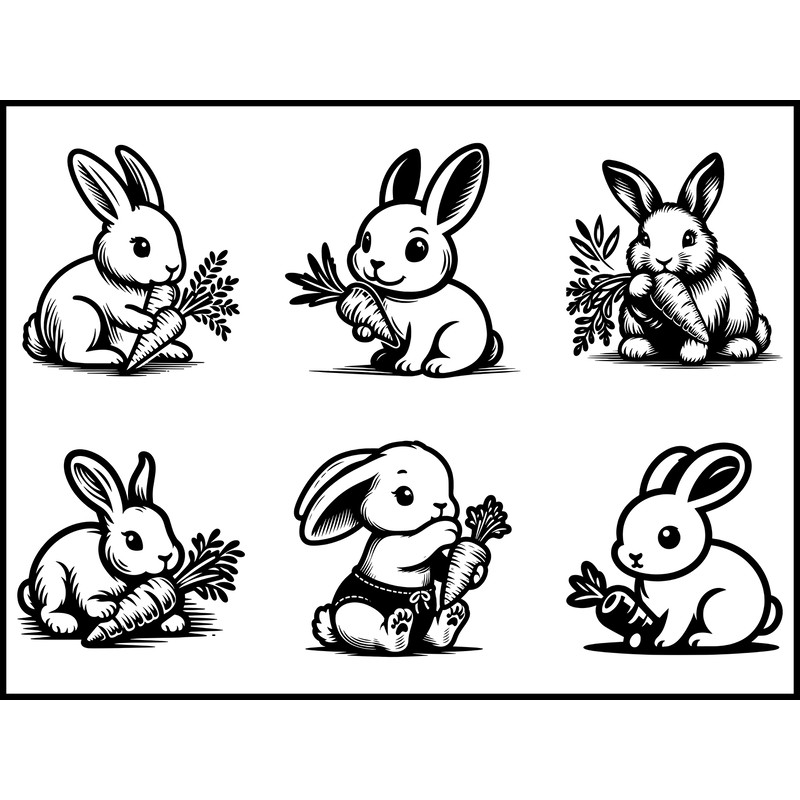Rabbit Eating SVG Bundle 1