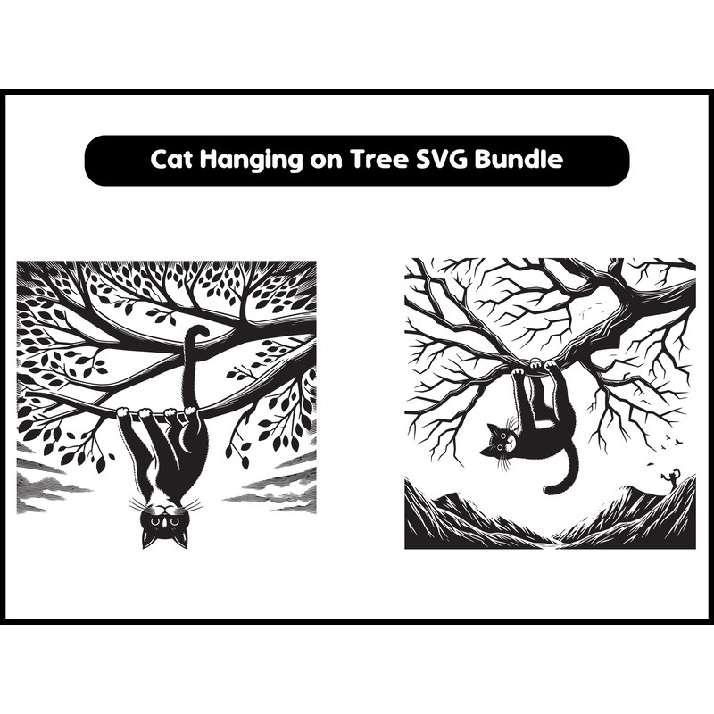 Cat Hanging On Tree SVG Bundle 2