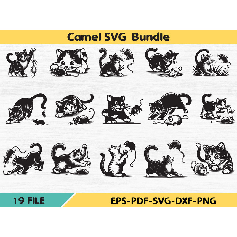 Cat Catches Mouse SVG Bundle 0