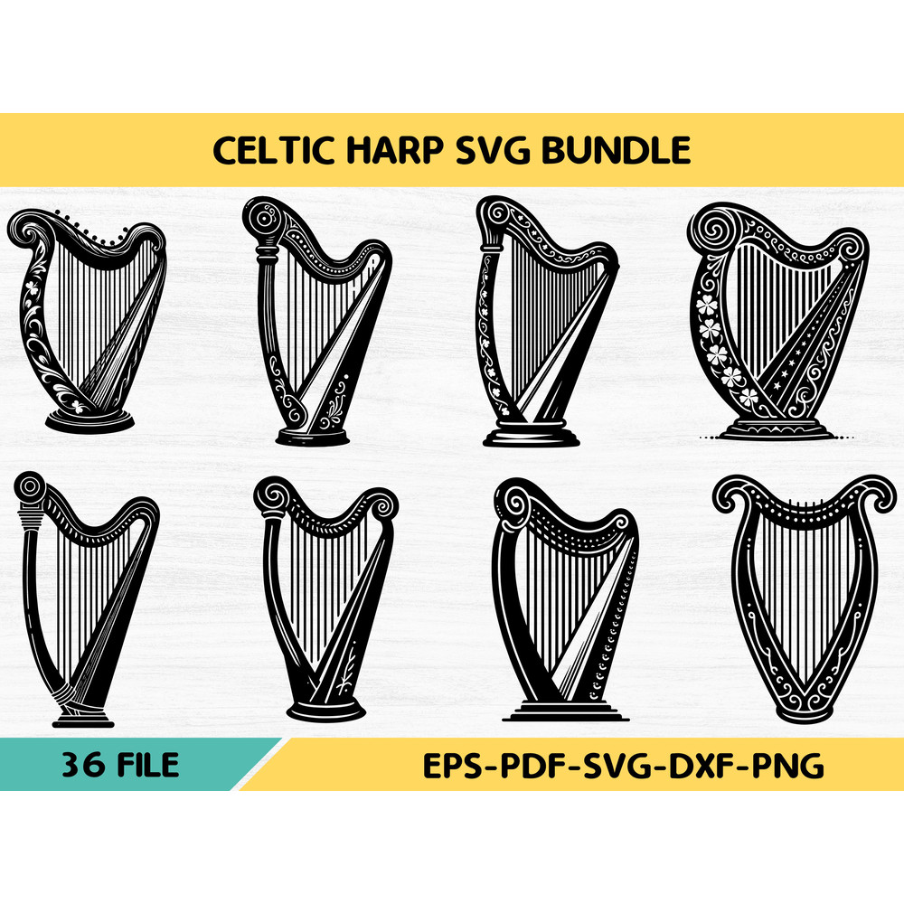 Celtic Harp Svg Bundle 0