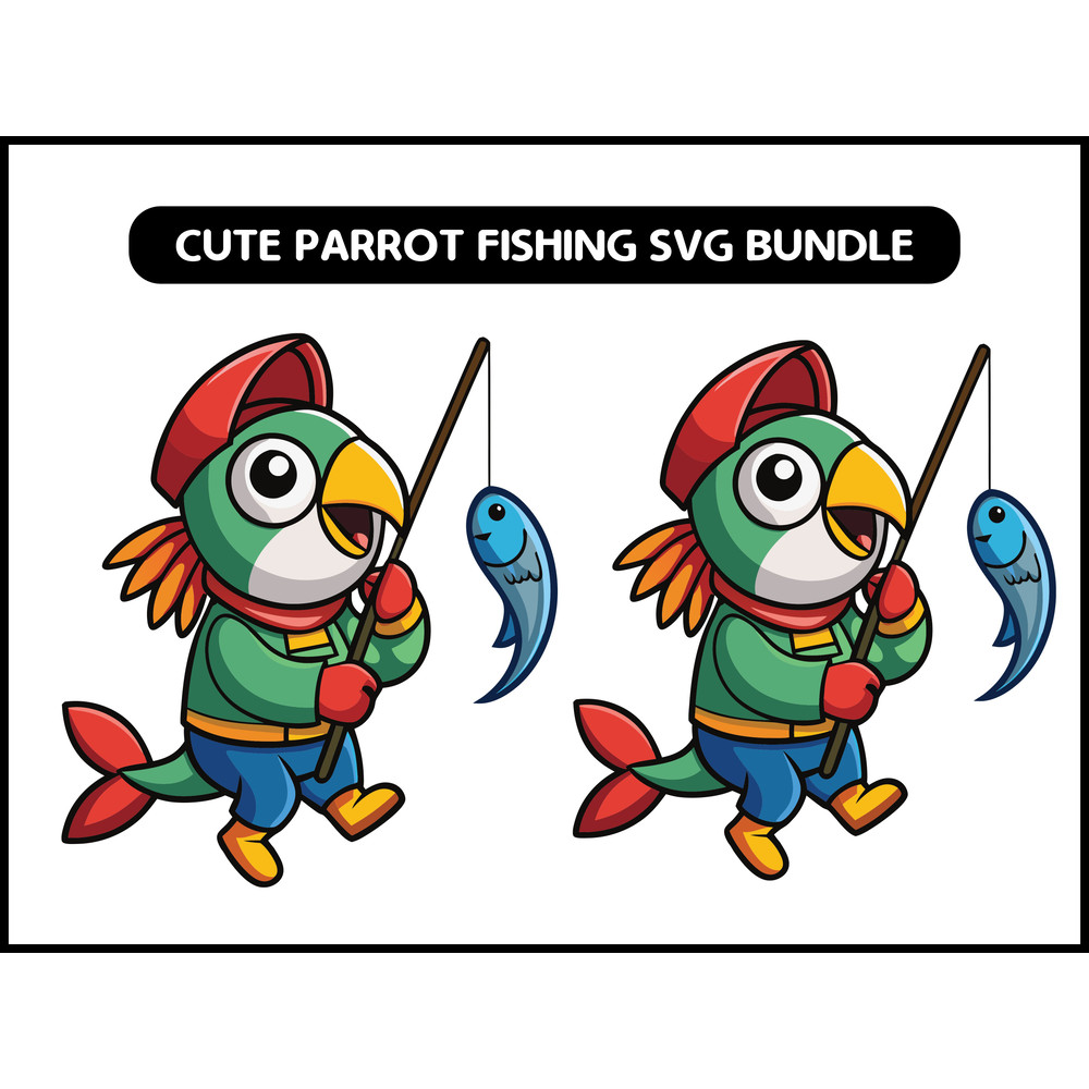 Cute Parrot Fishing Svg Bundle 2