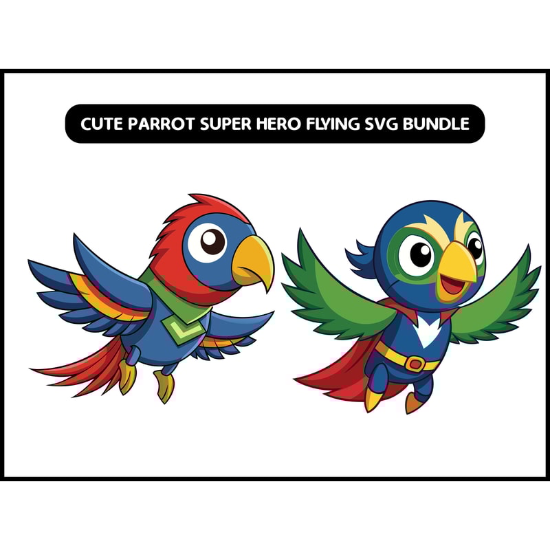 Cute Parrot Super Hero Flying Svg Bundle 2