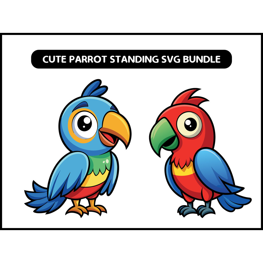Cute Parrot Standing Svg Bundle 2