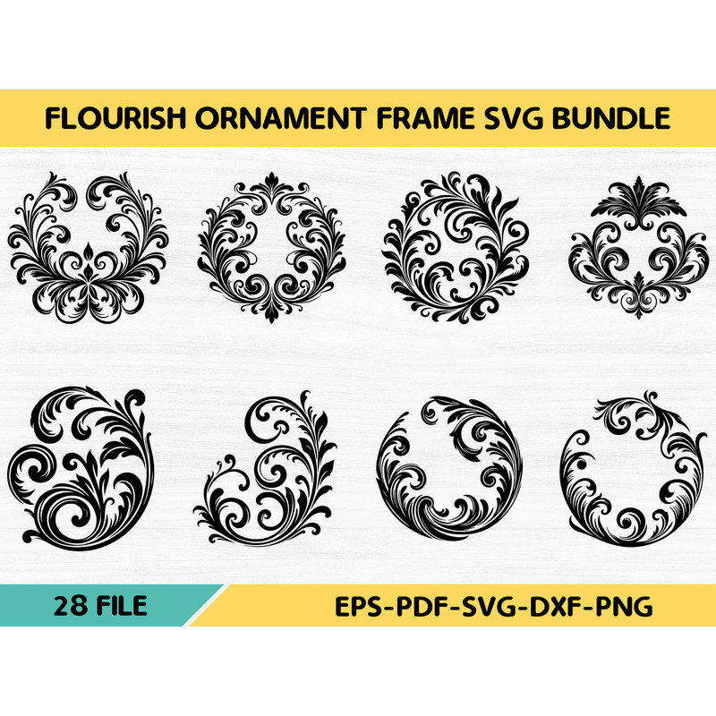 Flourish Ornament Frame Svg Bundle 0