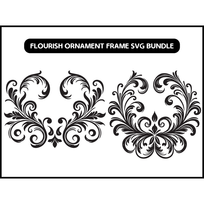 Flourish Ornament Frame Svg Bundle 2