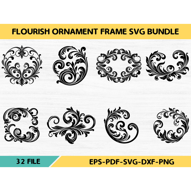 Flourish Ornament Frame Svg 0