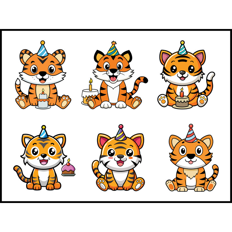 Cute Tiger Birthday Svg Bundle 1