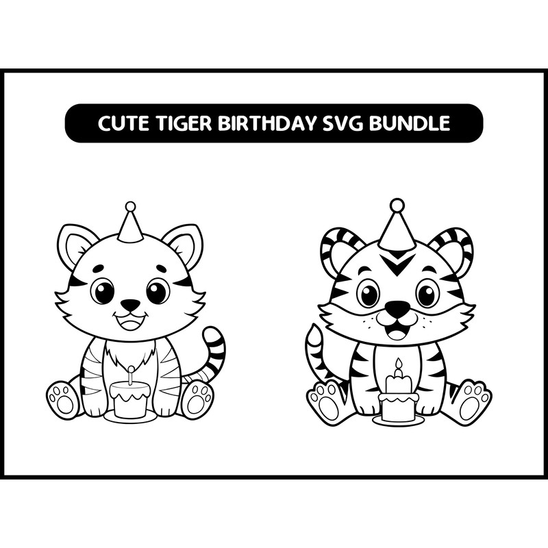 Cute Tiger Birthday Svg Bundle 2