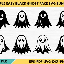 simple easy black ghost face svg bundle