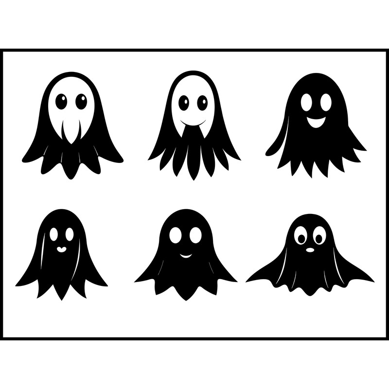 Simple Easy Black Ghost Face Svg Bundle 1