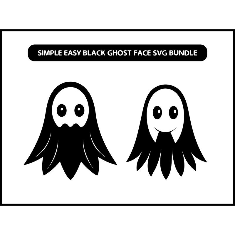 Simple Easy Black Ghost Face Svg Bundle 2