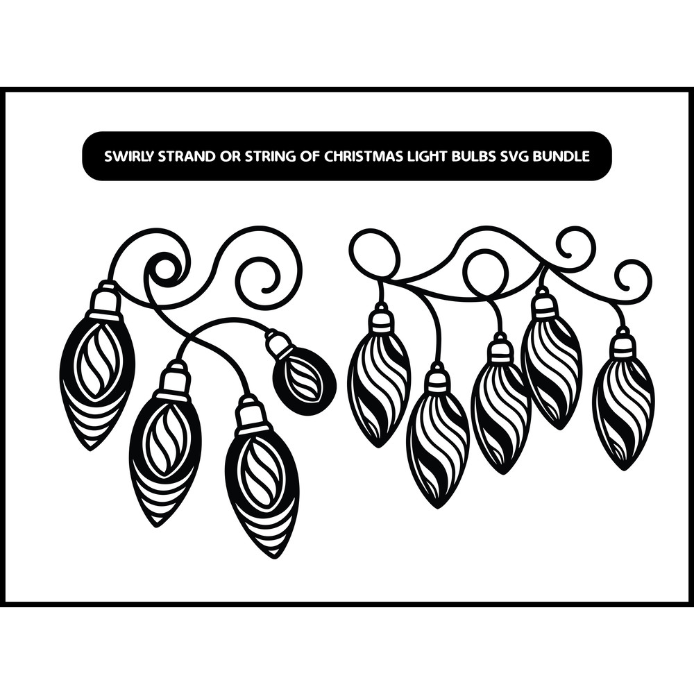 Swirly Strand Or String Of Christmas Light Bulbs Svg Bundle 2