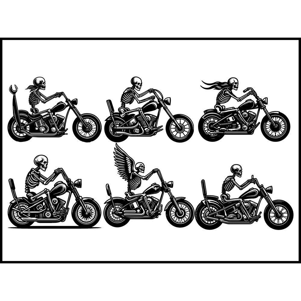 Skull Riding Motorcycle SVG Bundle 1