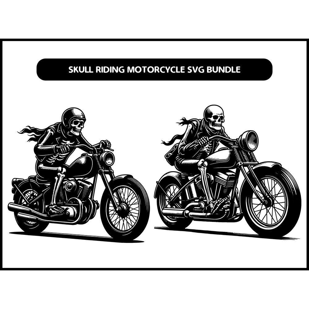 Skull Riding Motorcycle SVG Bundle 2